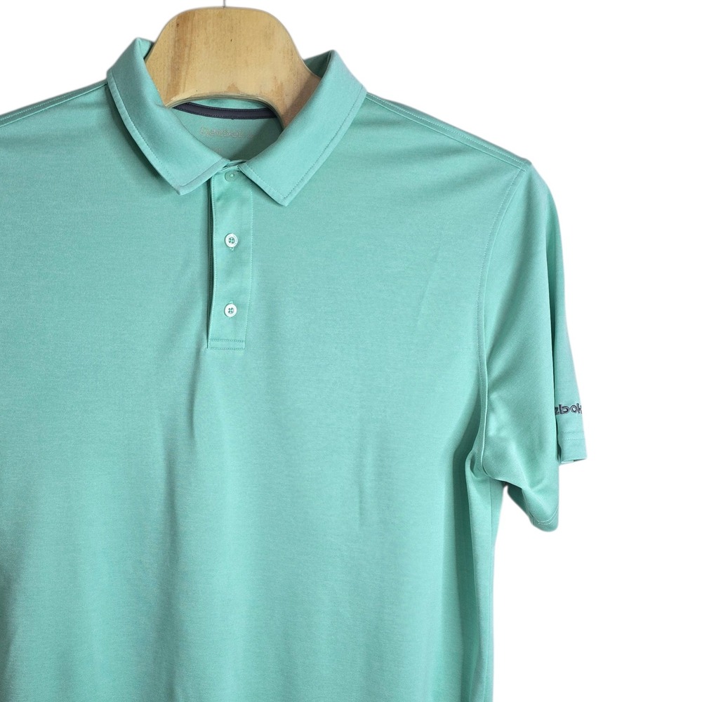 Reebok‎ Golf Mens 2XL Mint Green Short Sleeve Performance Polo Shirt Solid Logo